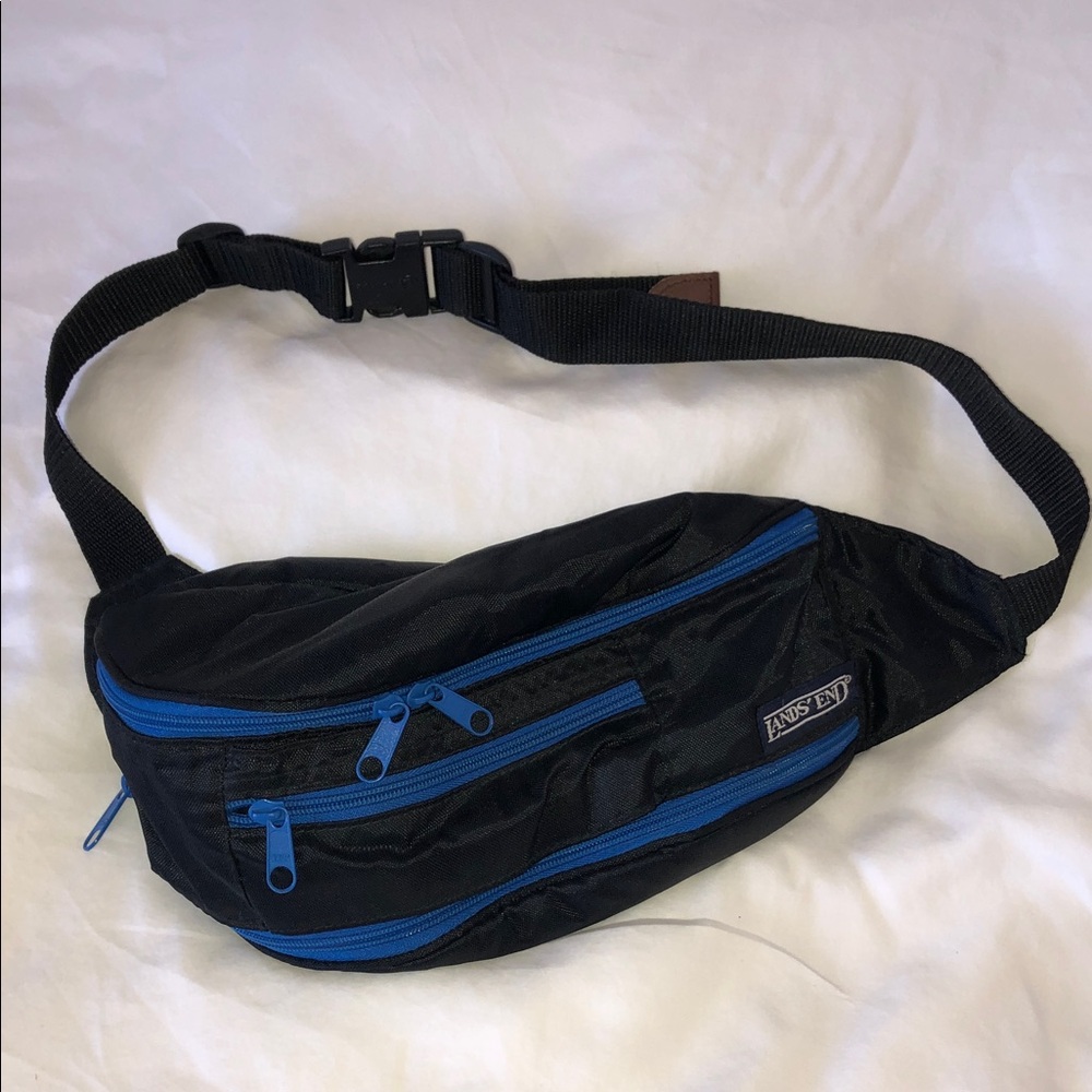 VTG LANDS END Fanny/Waist Pack Nylon 3-Pocket Blue Unisex
